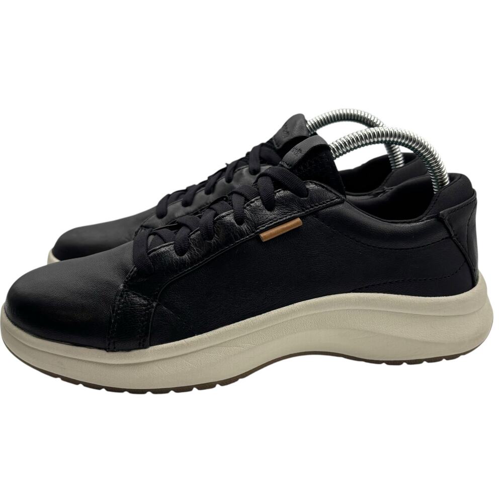 Dr. Scholl's Women's Feel Good Black Leather Lace Up Sneakers Plantar Fasciitis